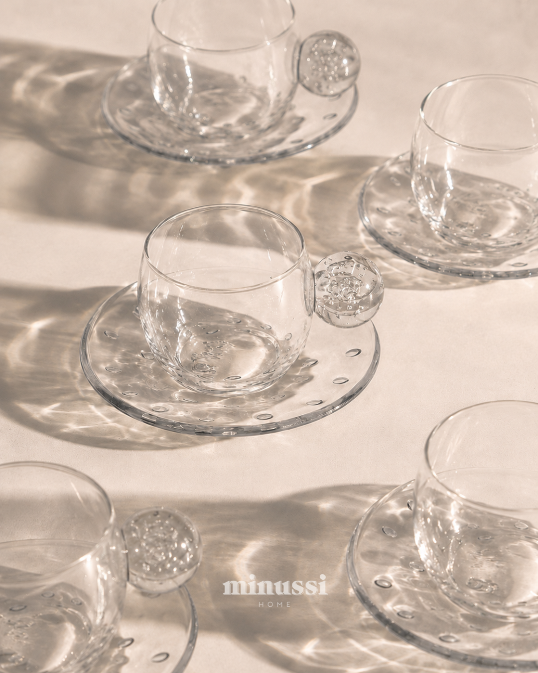 Conjunto de Xícaras e Pires 6Pçs Cristal Dot 120ml - Transparente