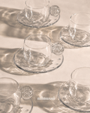 Conjunto de Xícaras e Pires 6Pçs Cristal Dot 120ml - Transparente