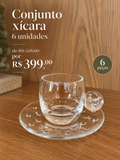 Conjunto de Xícaras e Pires 6Pçs Cristal Dot 120ml - Transparente