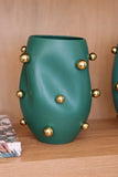 Vaso Orgânico Green com Esferas Gota Douradas - 29x20cm