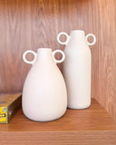 Vaso Ânfora em Cerâmica Off-White M  - 27x15 cm