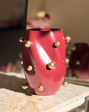 Vaso Orgânico Cereja com Esferas Gota Douradas - 29x20cm