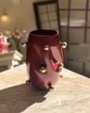 Vaso Orgânico Cereja com Esferas Gota Douradas - 29x20cm