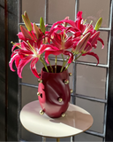 Vaso Orgânico Cereja com Esferas Gota Douradas - 29x20cm
