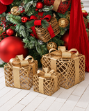 Caixas Decorativas - Trio Trama Dourada 03 pcs