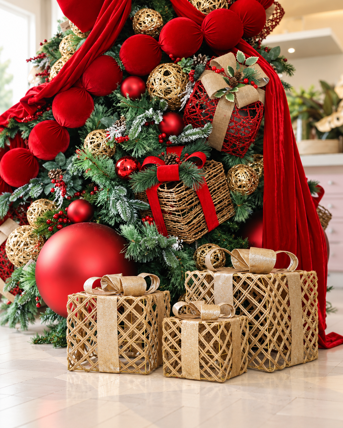 Caixas Decorativas - Trio Trama Dourada 03 pcs