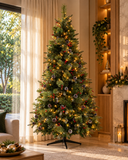 Árvore de Natal com Berry e Pinha 400 LEDs e base giratória 2,1 m – árvore de Natal iluminada com pinhas e berries vermelhas