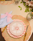 Prato de Sobremesa Flor Decorativo - Branco e Rosa
