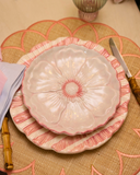 Prato de Sobremesa Flor Decorativo - Branco e Rosa
