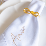 Conjunto 4 Porta-Guardanapos Dourados Laço