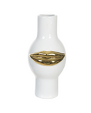 Vaso Decorativo Cerâmica Branco com Dourado –  39,8 cm