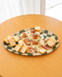 Bandeja Oval Bistro Chess Verde - 34x22 cm