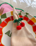 Anel de Guardanapo Cereja Dolce em Crochê - Kit 4un