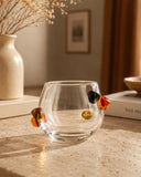 Vaso Decorativo em Vidro Confetti Preto e Âmbar P - 11x16cm
