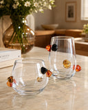 Vaso Decorativo em Vidro Confetti Preto e Âmbar P - 11x16cm