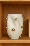 Vaso Orgânico Ice com Esferas Gota Douradas - 29x20cm