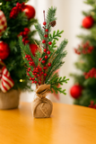 Mini Árvore de Natal Berry com Juta Verde e Vermelho -  50cm