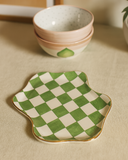 Prato Abstrato Xadrez com Ouro - Verde