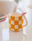 Caneca Xadrez Picnic Cogumelo em Cerâmica - 11x8cm