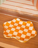 Prato Abstrato Xadrez com Ouro - Laranja