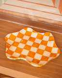 Prato Abstrato Xadrez com Ouro - Laranja