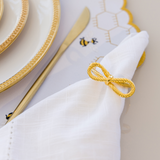 Conjunto 4 Porta-Guardanapos Dourados Laço