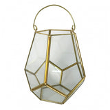 Vaso De Vidro Com Detalhes em Metal Dourado - 15x19cm