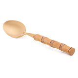 Conjunto 4 Colheres de Sobremesa Inox Dourado com Cabo em Bambu