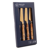Conjunto 4 Facas Inox Dourado com Cabo em Bambu
